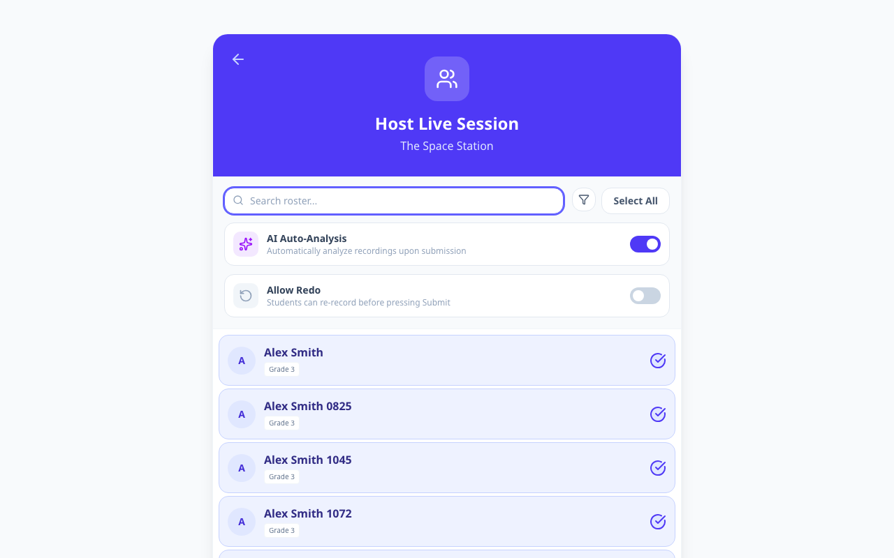 Host Live Session Setup